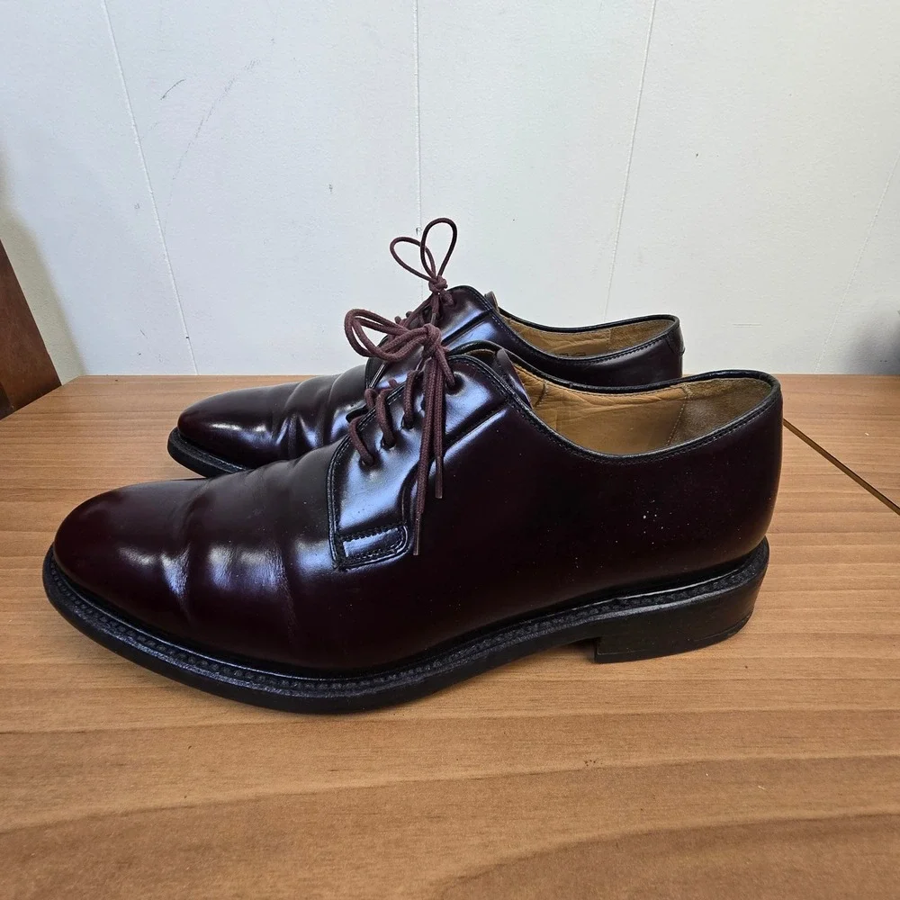 Sebago Oxblood Plain-Toe Derby Leather‎ Shoes Dainite Sole Goodyear Welt Mens 9